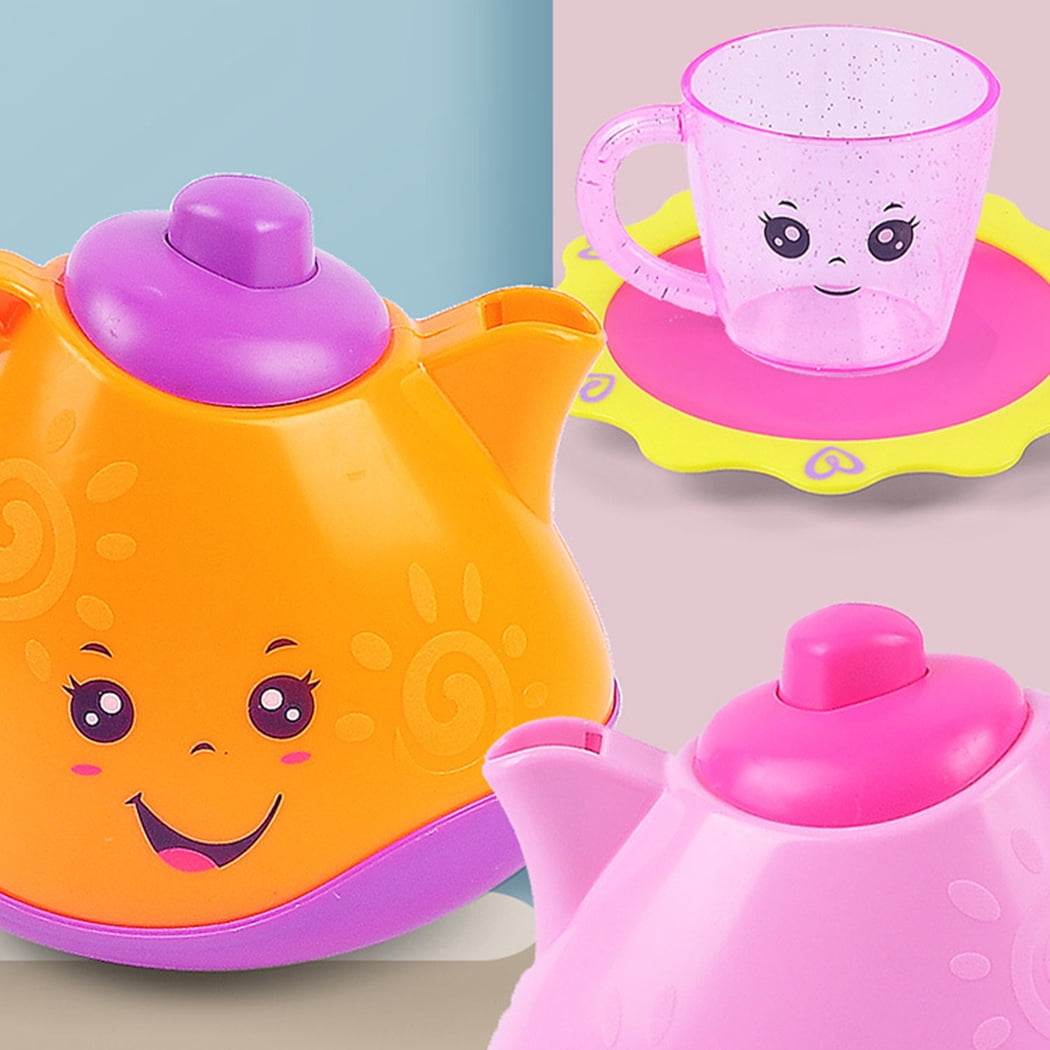 KingbeefLIU 13Pcs Simulation Kid Tea Party Kettle Cup Saucer Spoon Pretend Play Kitchen Toy Kids Play House Early To Teach Fun Toys